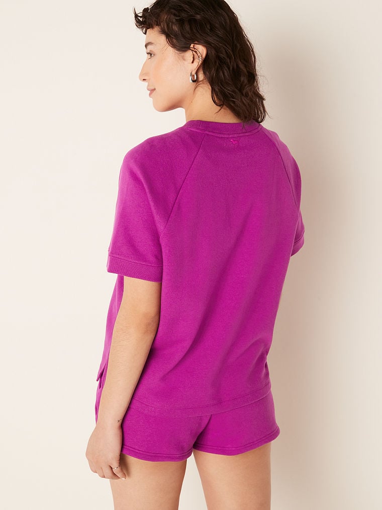 Pink short sleeve sweatshirt sale